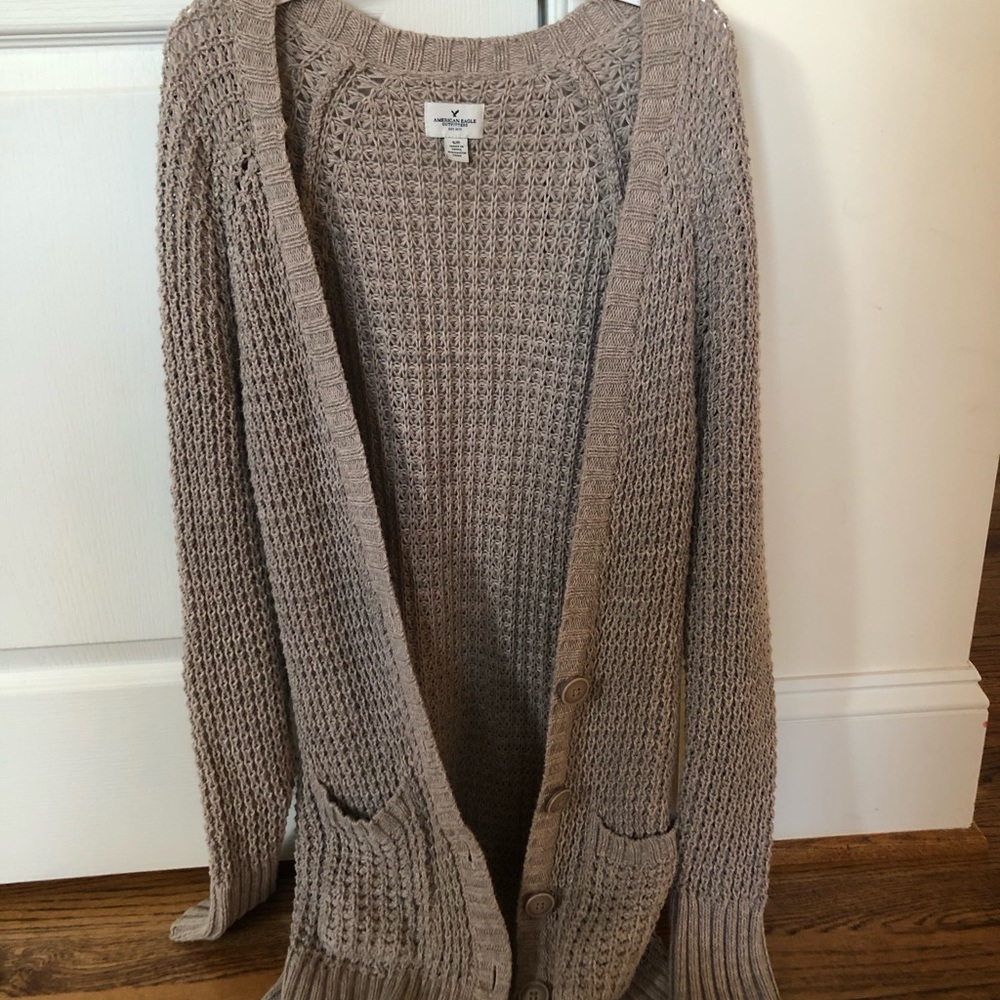 American Eagle Café Brown Long Cardigan